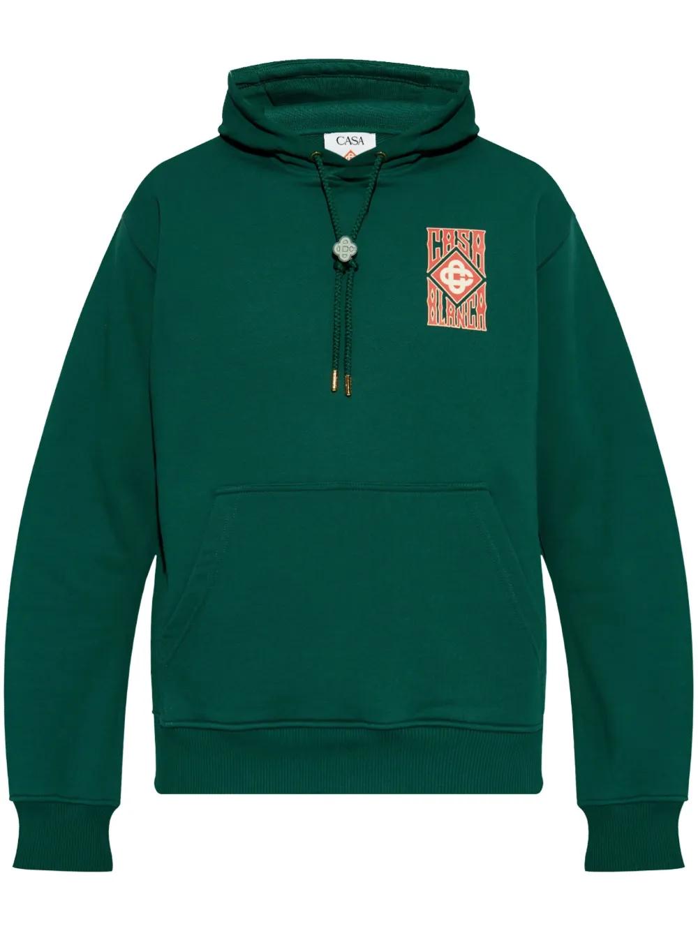 スウェット・トレーナー CASABLANCA COTTON SWEATSHIRT WITH GOTHIC STACKED LOGO CASABLANCA Gothic Stacked-Logo Hoodie in Green for Men | Lyst