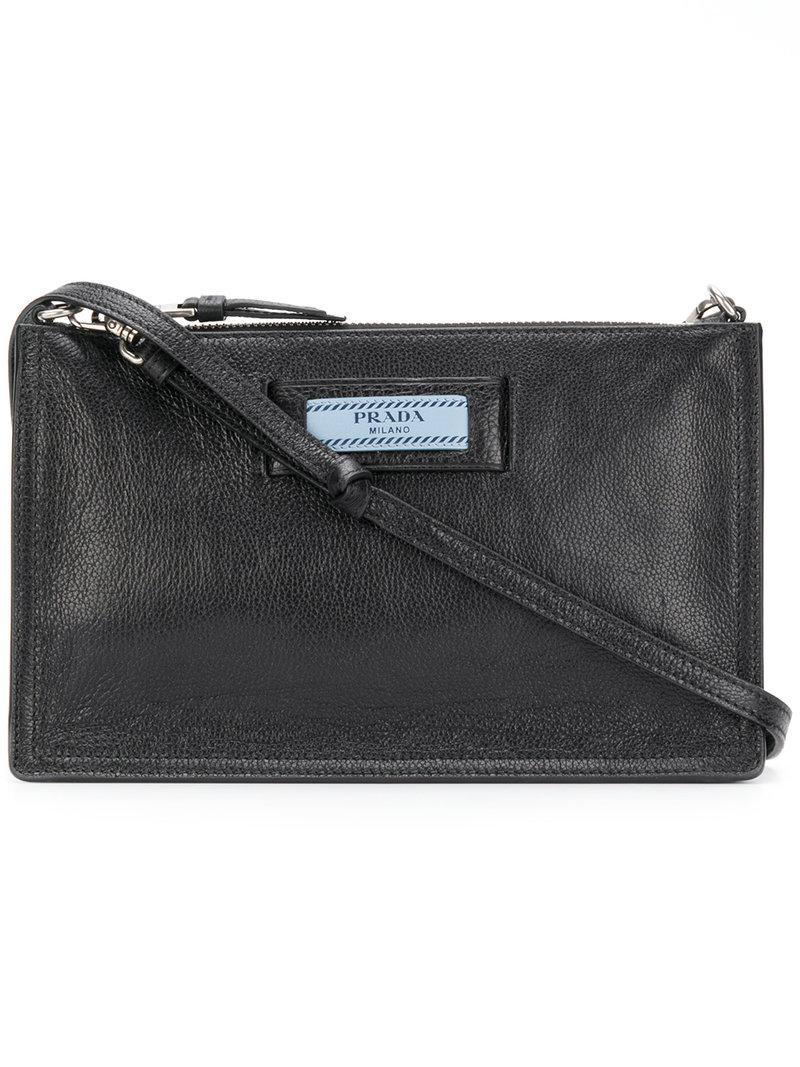 Prada Leather Etiquette Shoulder Bag in Black Lyst