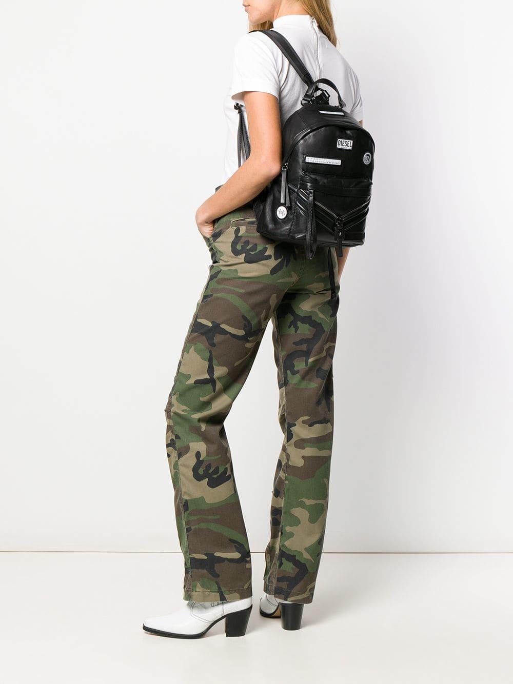 DIESEL Leather Le-zipper Backpack in Black | Lyst