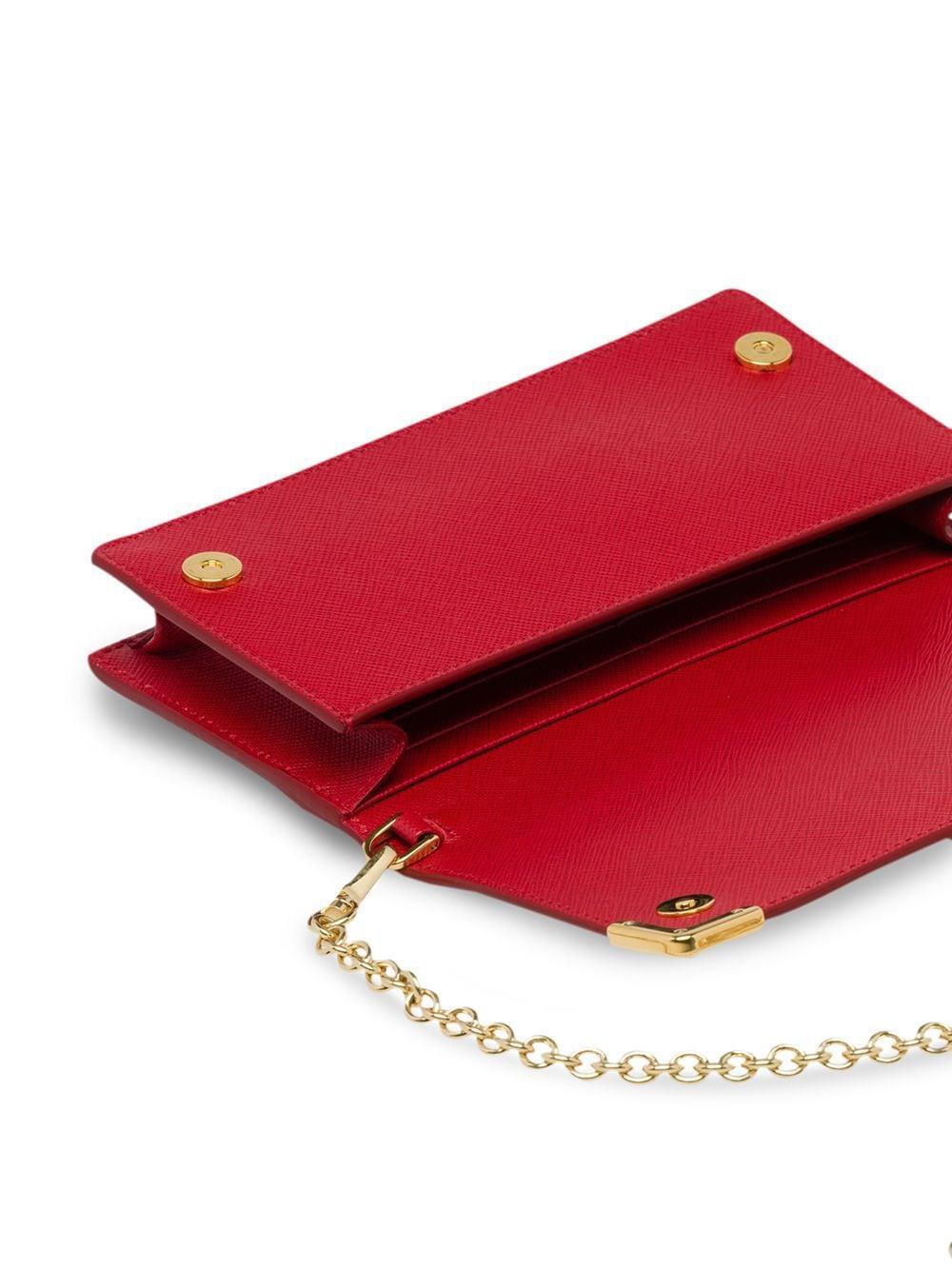 Prada Cahier Saffiano Mini Cross-body Bag in Red | Lyst