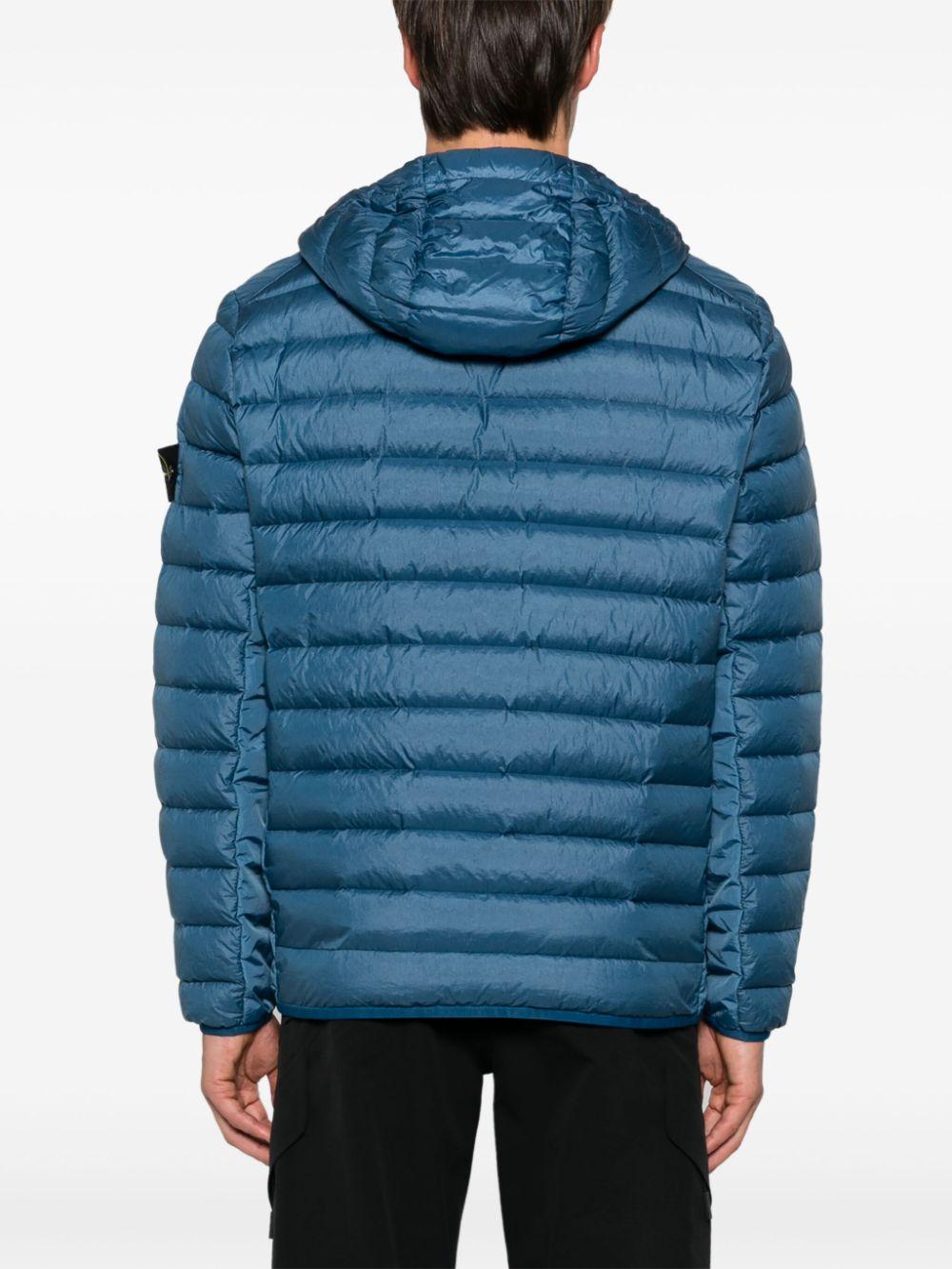 Stone Island メンズ ブルー コンパスバッジ パデッドジャケット Stone Island メンズ ブルー コンパスバッジ パデッドジャケット
