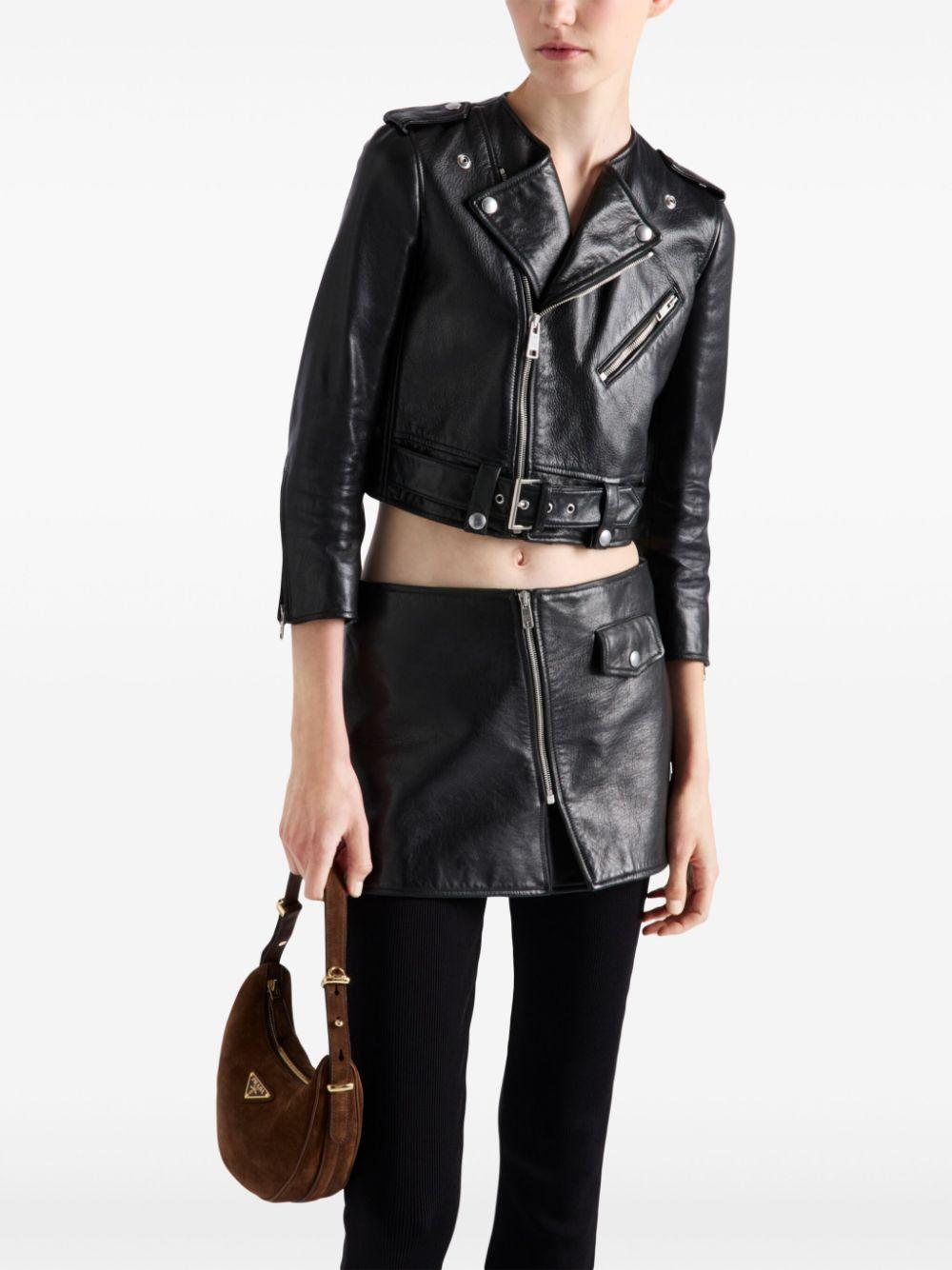Prada レディース ブラック レザー ライダースジャケット ジャケット Prada レディース ブラック レザー ライダースジャケット ジャケット