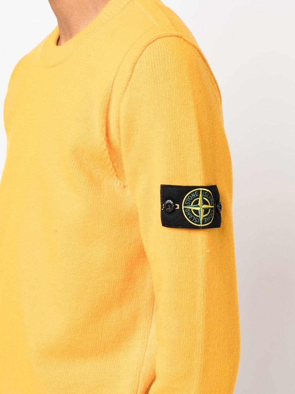 Stone Island Wool Logo-patch Crew-neck Jumper in Yellow for Men | Lyst