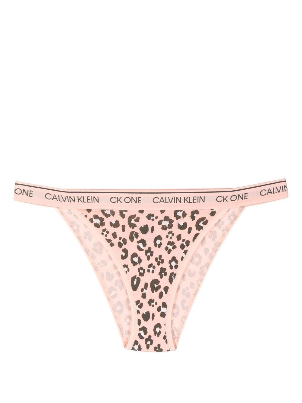 Calvin Klein Leopard-print Logo-waistband Thong in | Lyst Pink
