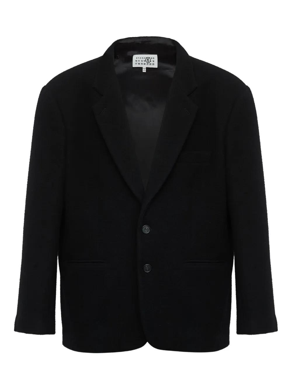 ジャケット・アウター MM6 Black Wool & Satin Trim Blazer MM6 Maison Margiela wool blazer men's black color SH0BN0011