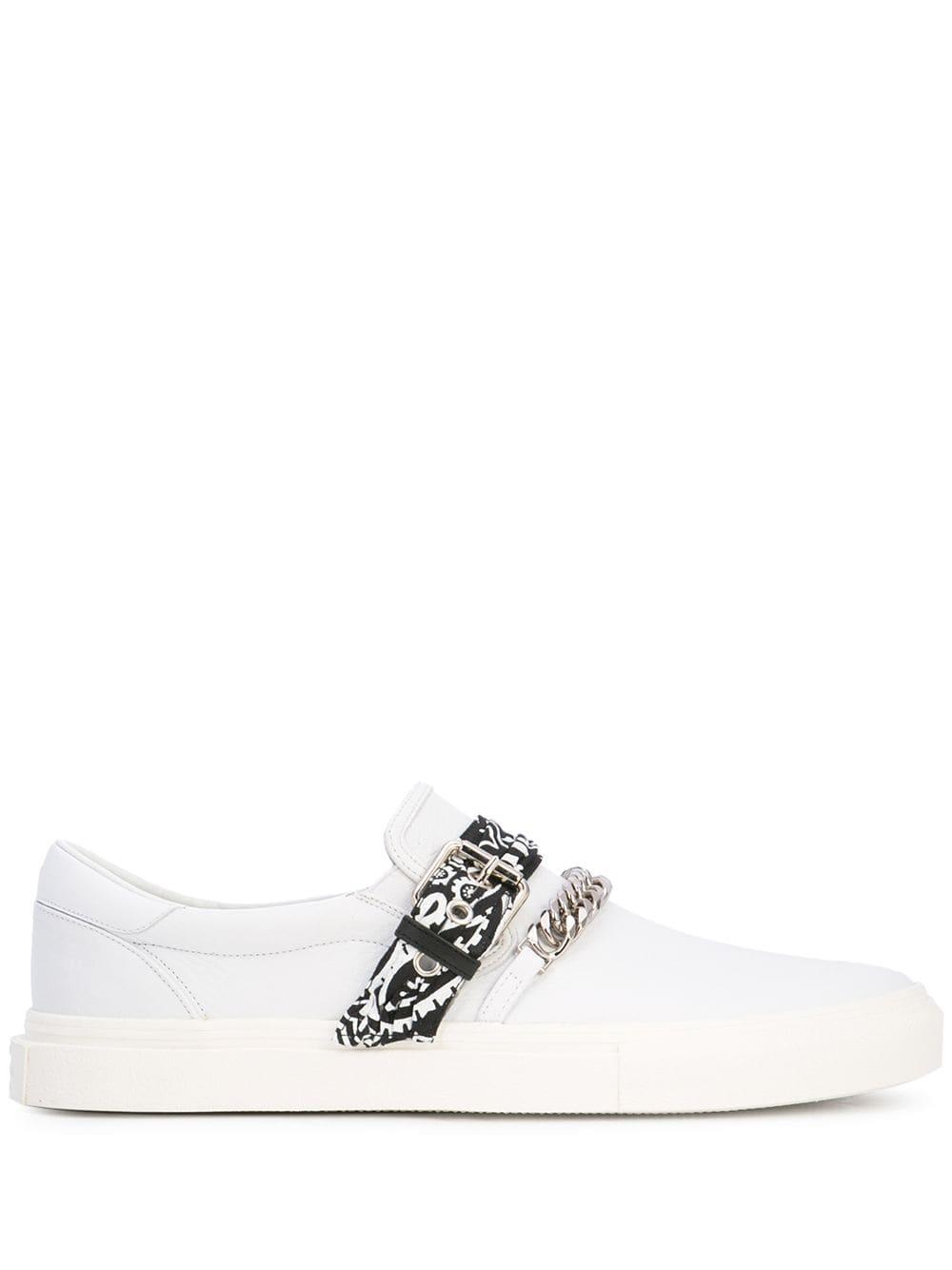 Amiri Leather White Bandana Buckle Slip 