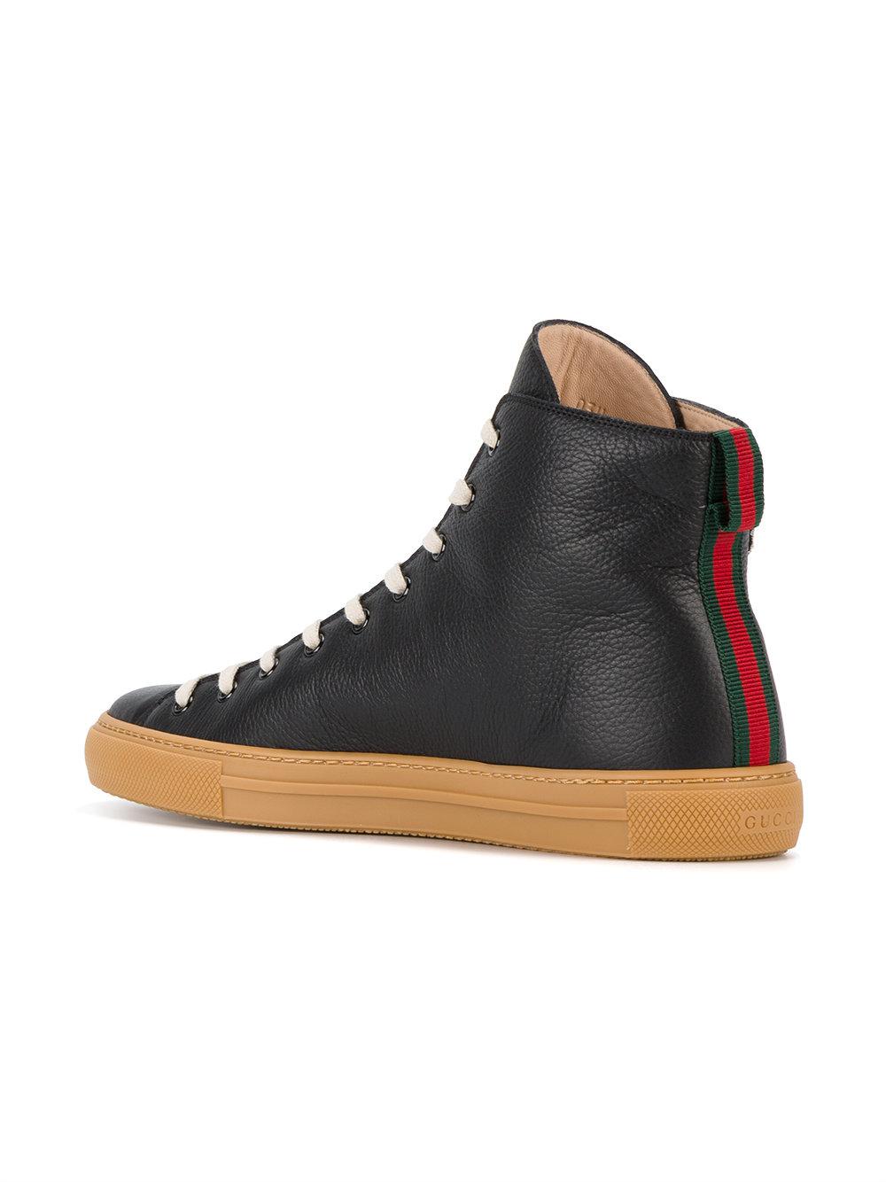 Gucci Leather Donald Duck Hi-top Sneakers in Black for Men - Lyst