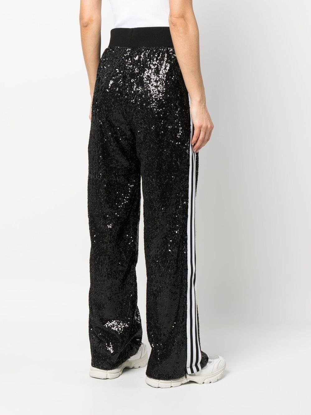 adidas Sequin-embellished Stripe Trousers in Black | Lyst