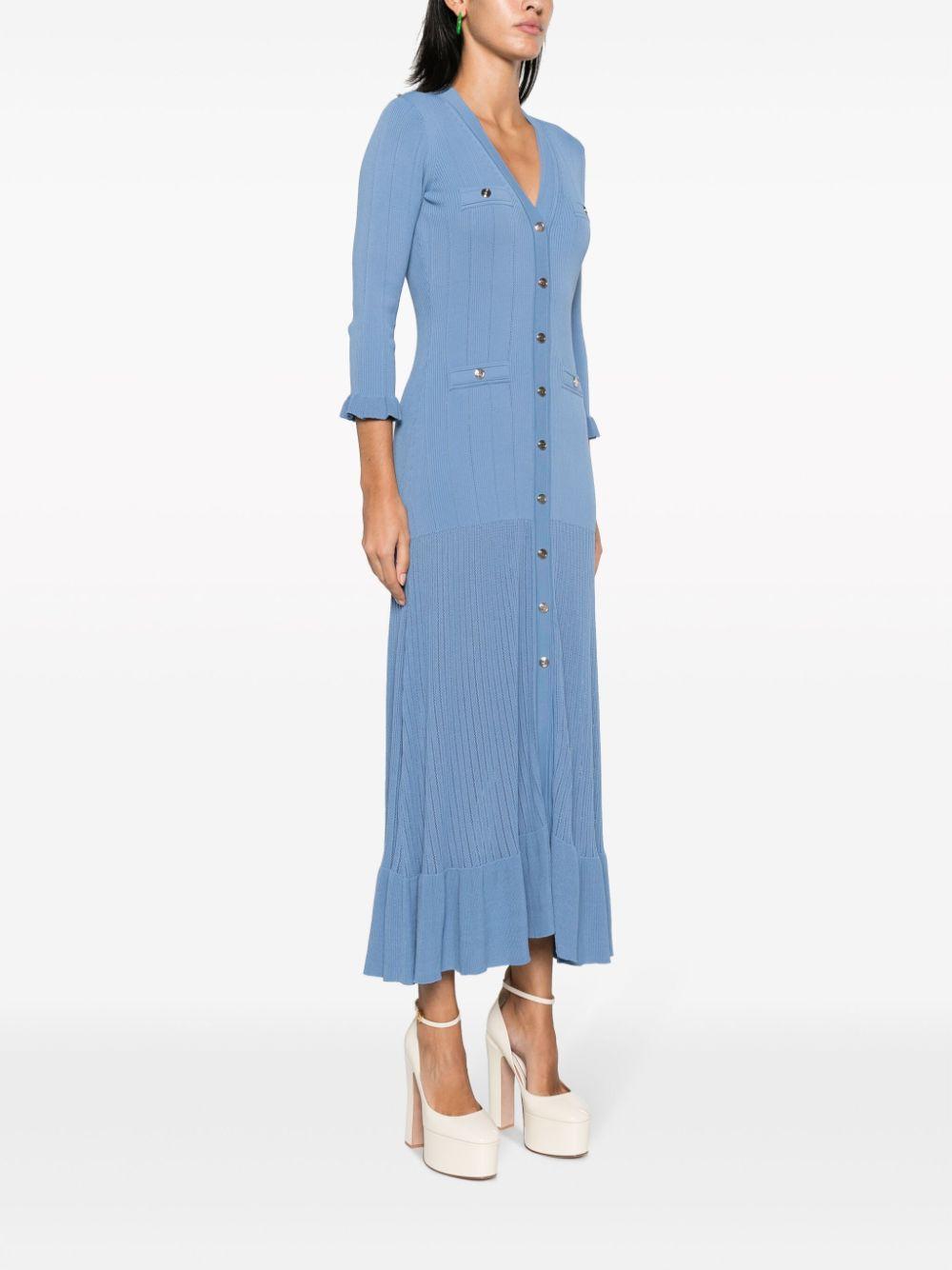 sandro ribbed knit midi dress Sandro Ribbed-knit Midi Dress With Ruffle Trim