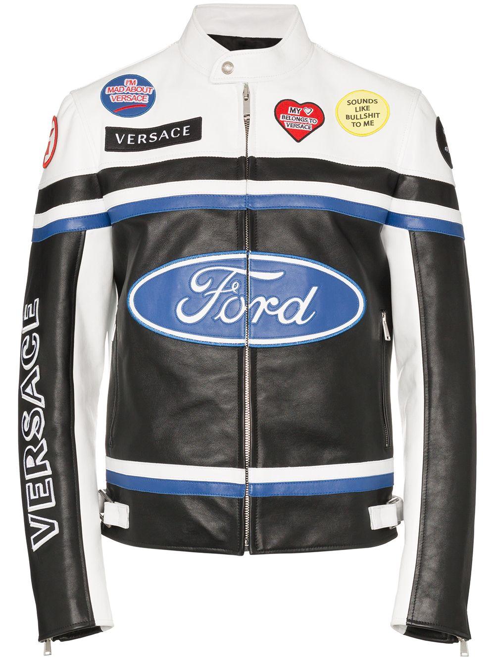 Versace X Ford Race Logo Biker Jacket in Black for Men | Lyst