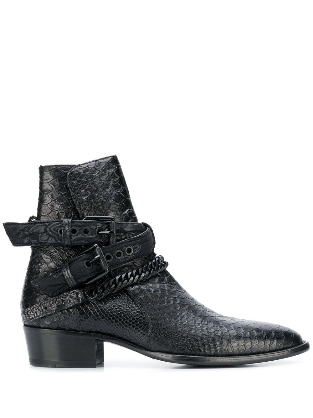 Amiri Leather Python-stamped Jodhpur Boots in Black for Men | Lyst