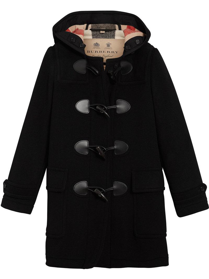 Burberry Wool Mersey Duffle Coat in Black | Lyst
