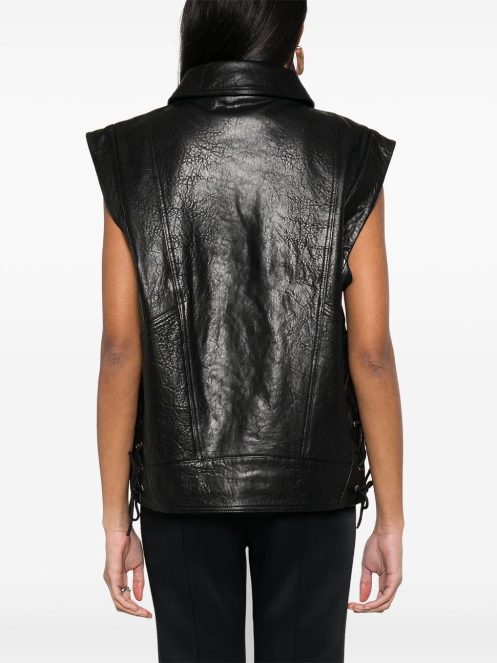 Veste Courte Veste Sans Manche Femme Cuir Gilet Bull En Cuir Ba&sh