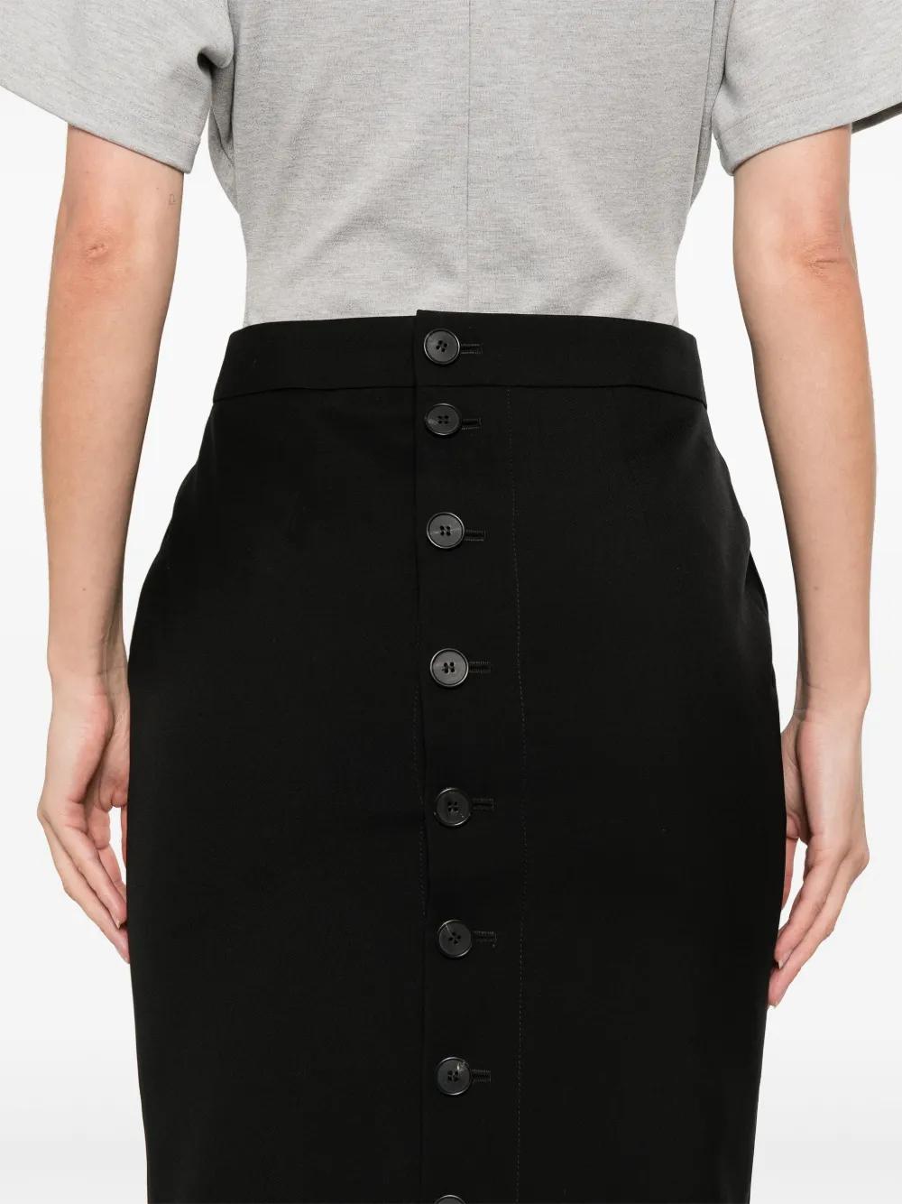 【送料&関税込】Alexander McQueen Black Wool Midi Skirt With McQueen Wool Midi Skirt in Black | Lyst