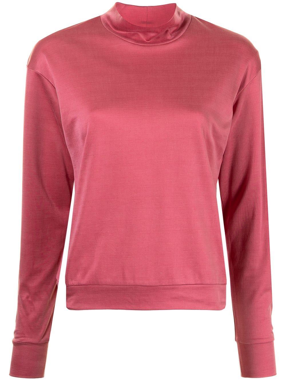 127発売新製品 Forte Forteレディース ピンク モックネック トップ 瓶花図巻