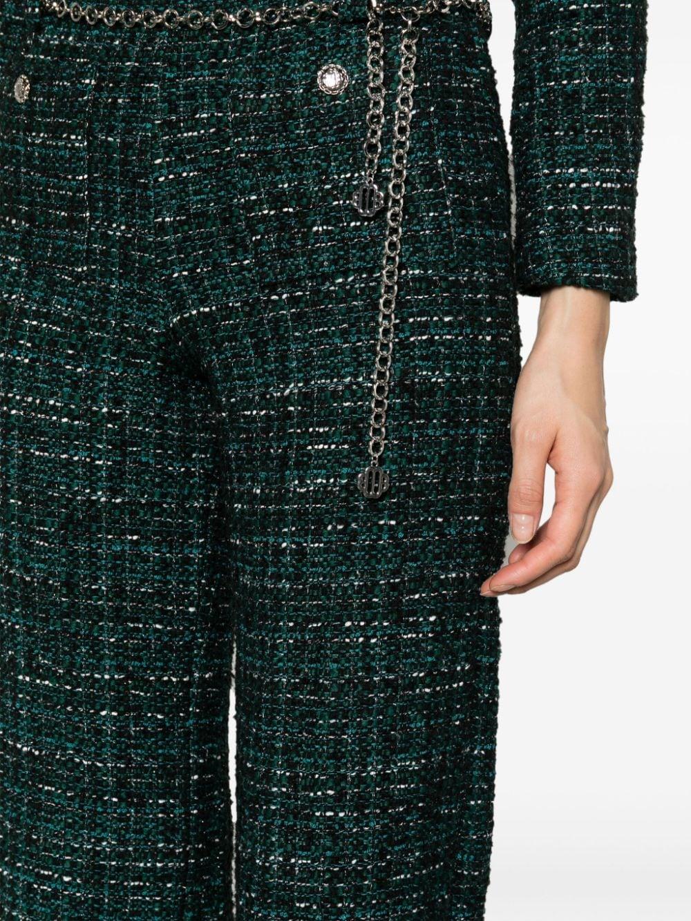 Maje Pizelda Wide-leg Tweed Trousers in Bottle Green - Queen