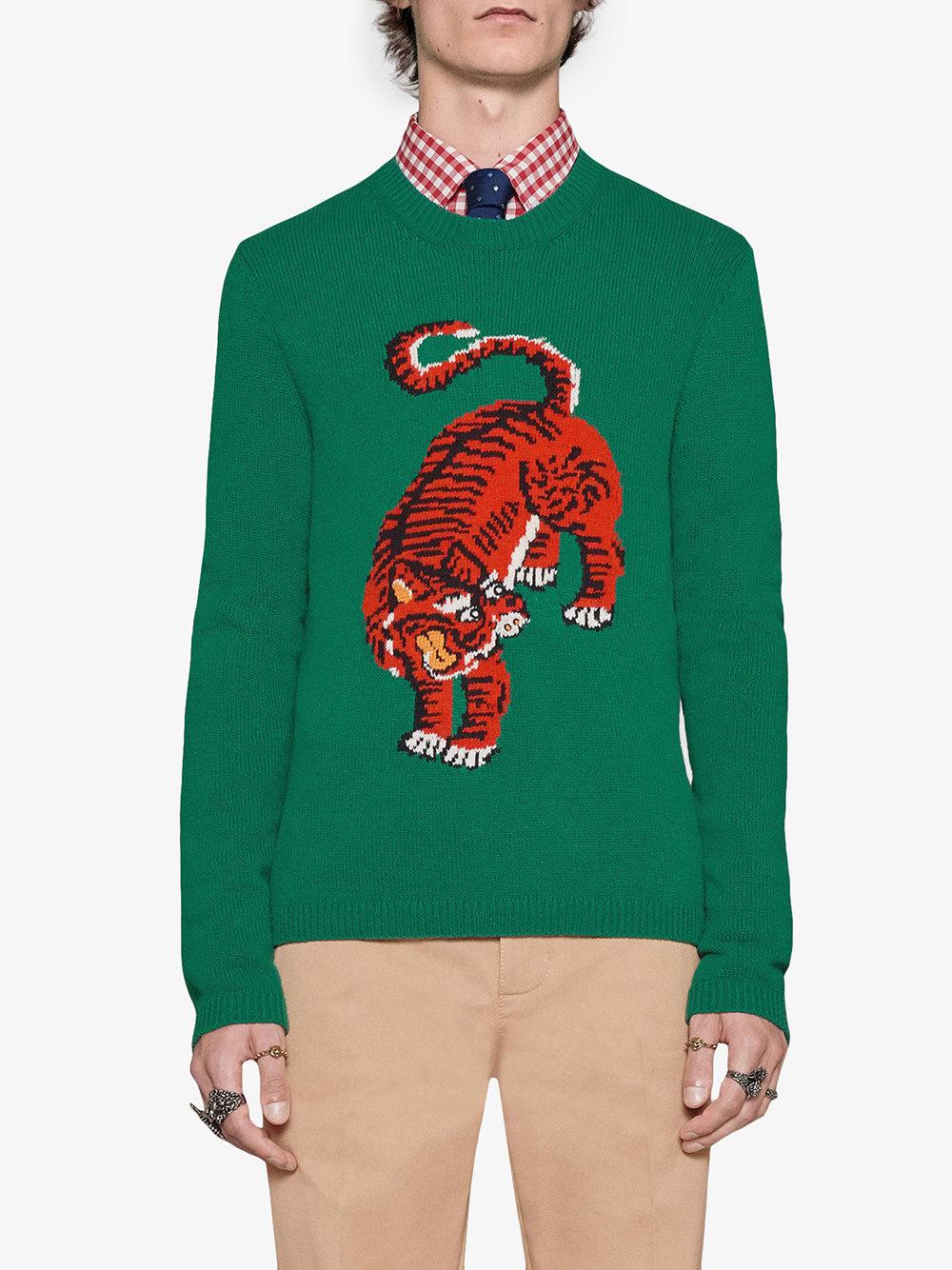 gucci green tiger sweater