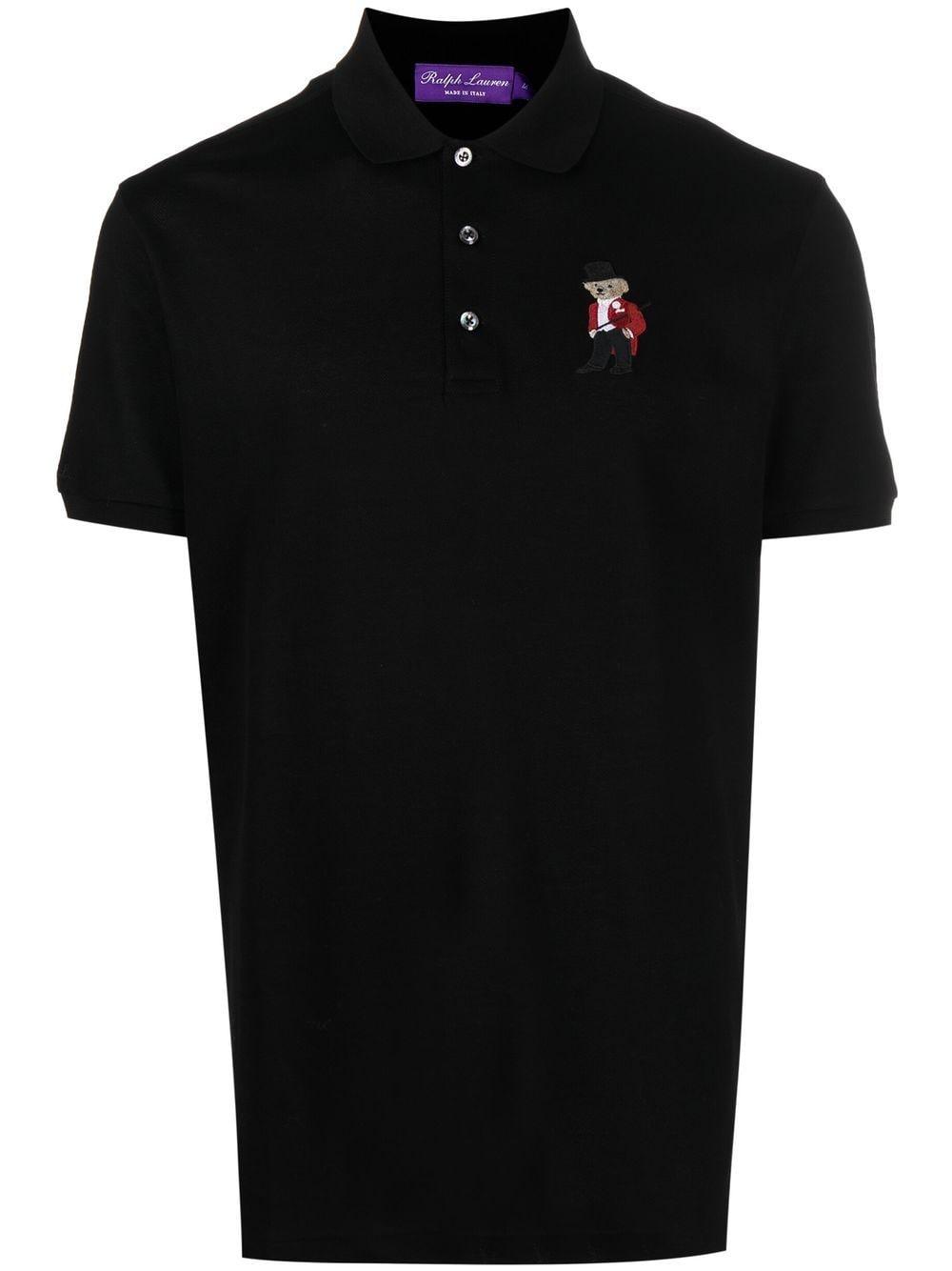 ralph-lauren-purple-label-embroidered-polo-bear-polo-shirt-in-black-for