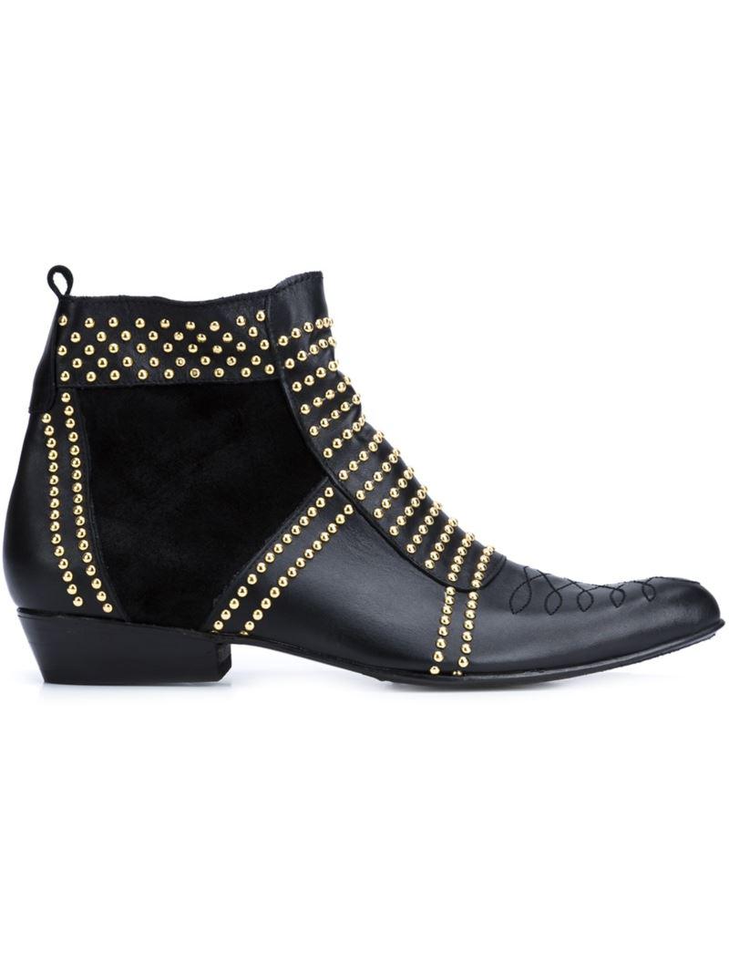 Lyst - Anine Bing Charlie Studded Leather Ankle Boots in Black