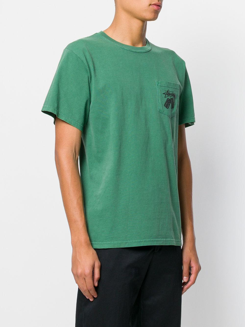 Stussy Cotton Domino Logo Print T-shirt in Green for Men - Lyst