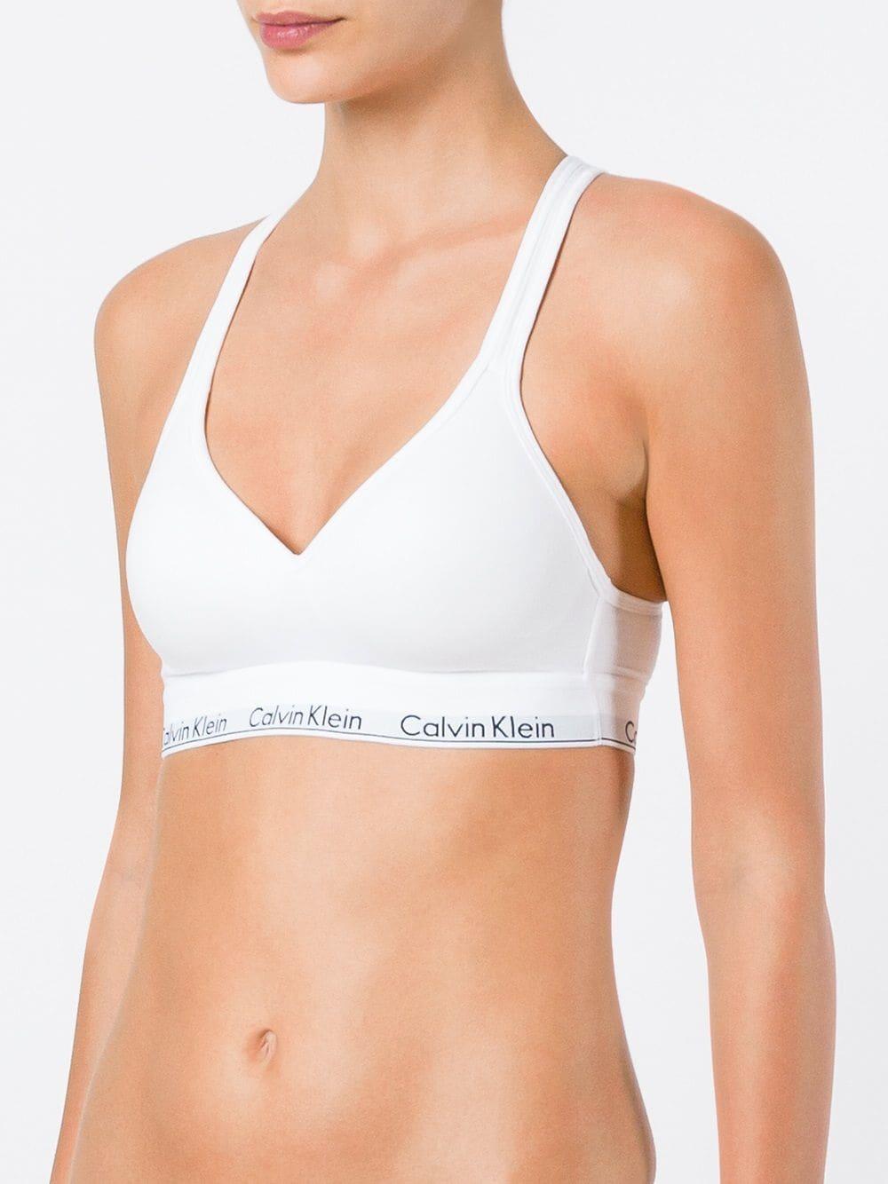 Calvin Klein Criss Cross Back Bra in White | Lyst UK
