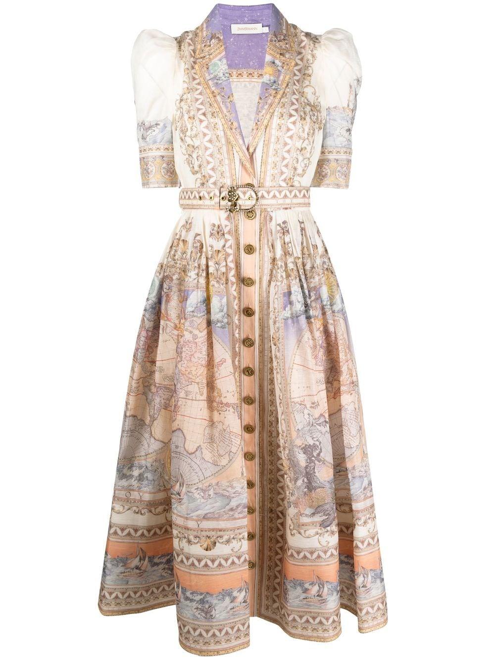 Zimmermann Neutral High Tide Midi Shirt Dress Women's Linen/flax