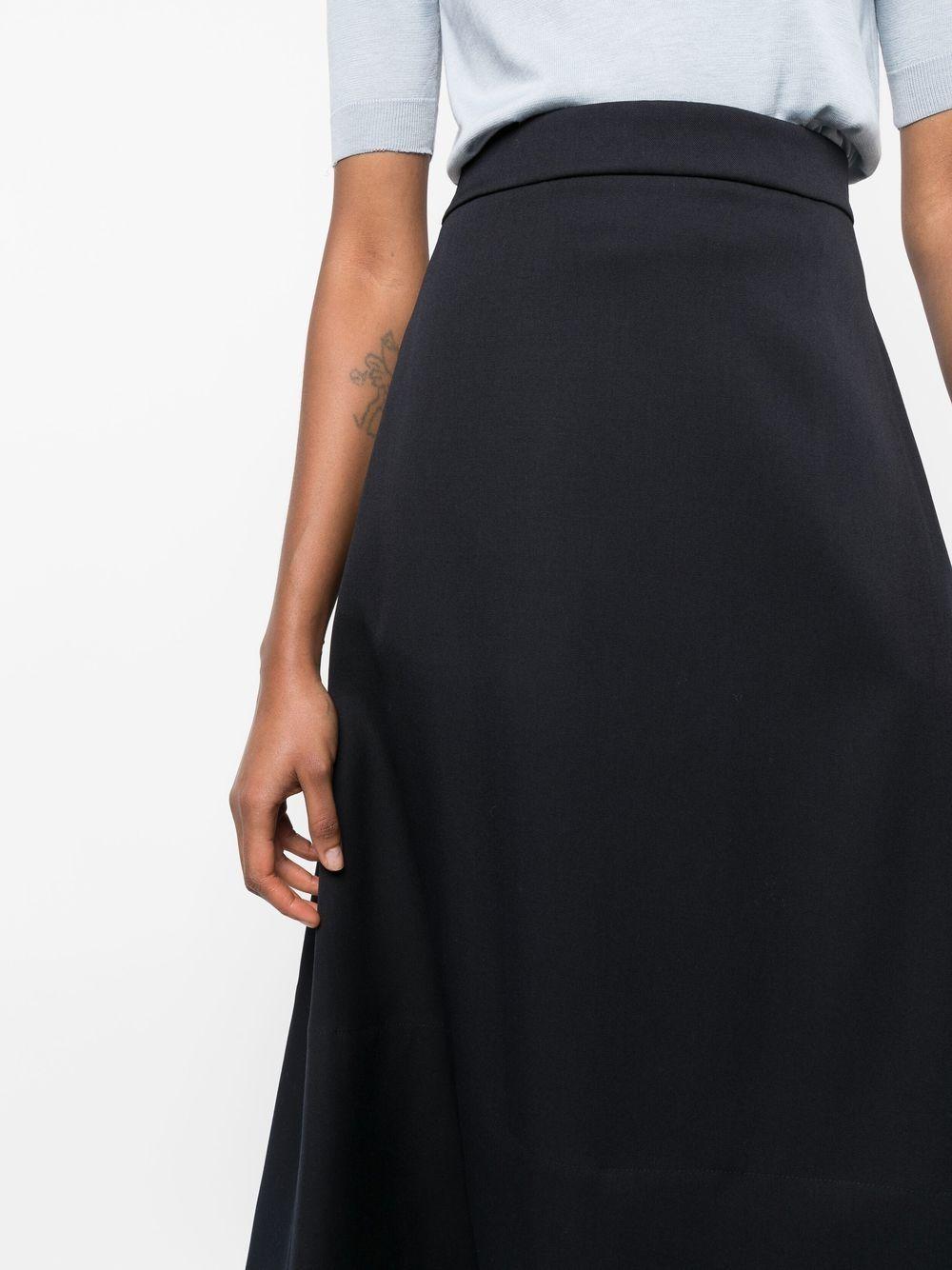 Jil Sander Asymmetric-hem A-line Midi Skirt in Black | Lyst UK
