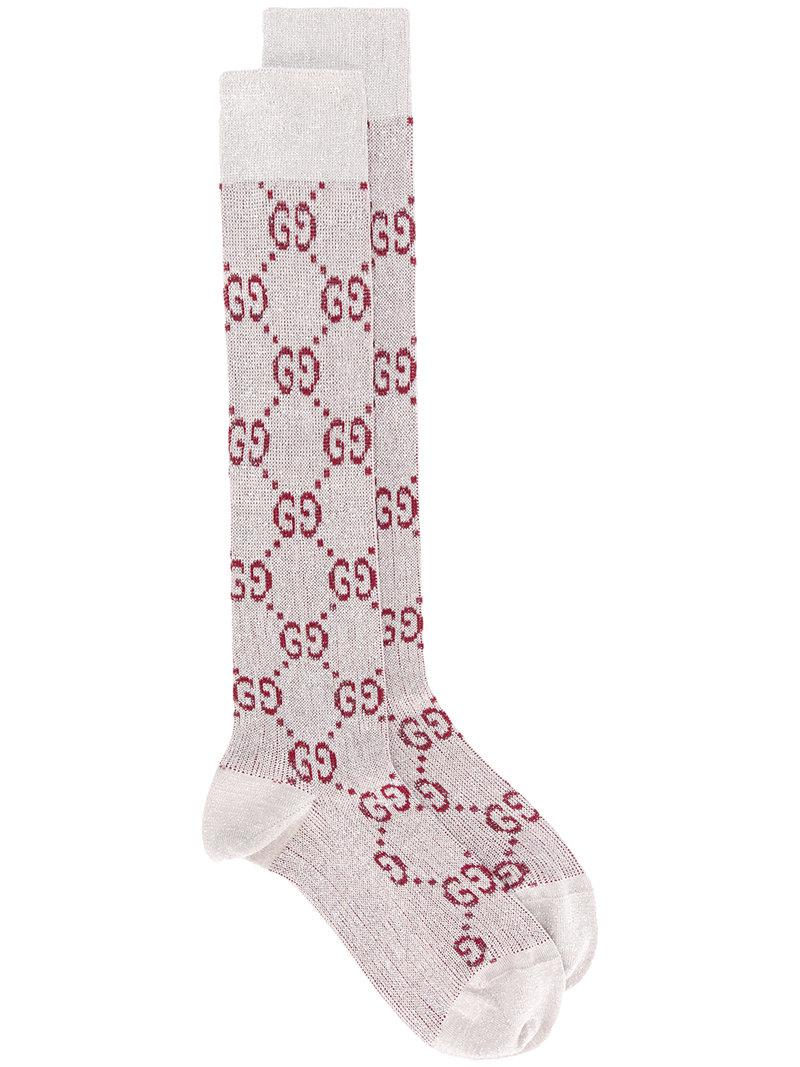 Gucci Cotton GG Supreme Metallic Socks in Lead/Pink (Pink) Lyst