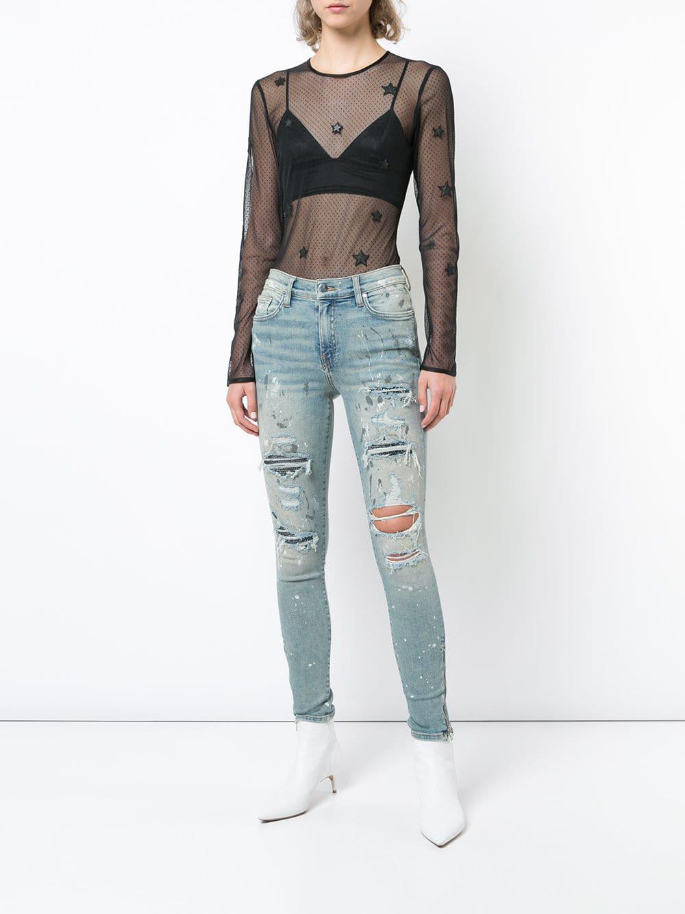 Amiri Denim Crystal Painter Jeans in Black | Lyst