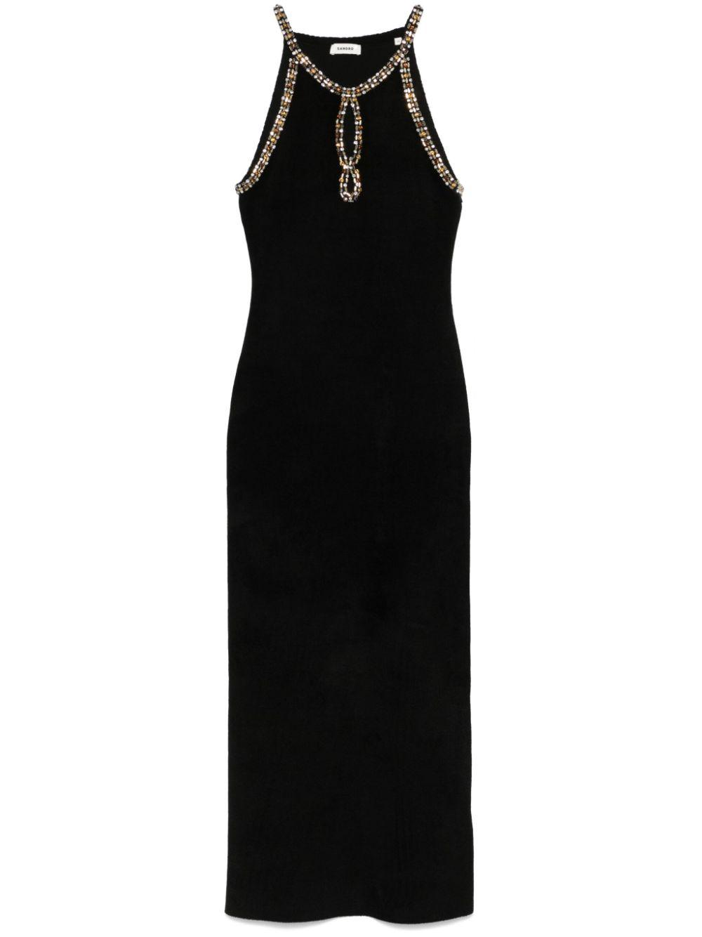 SANDRO ジャカード ミディワンピース カットアウト sandro】関