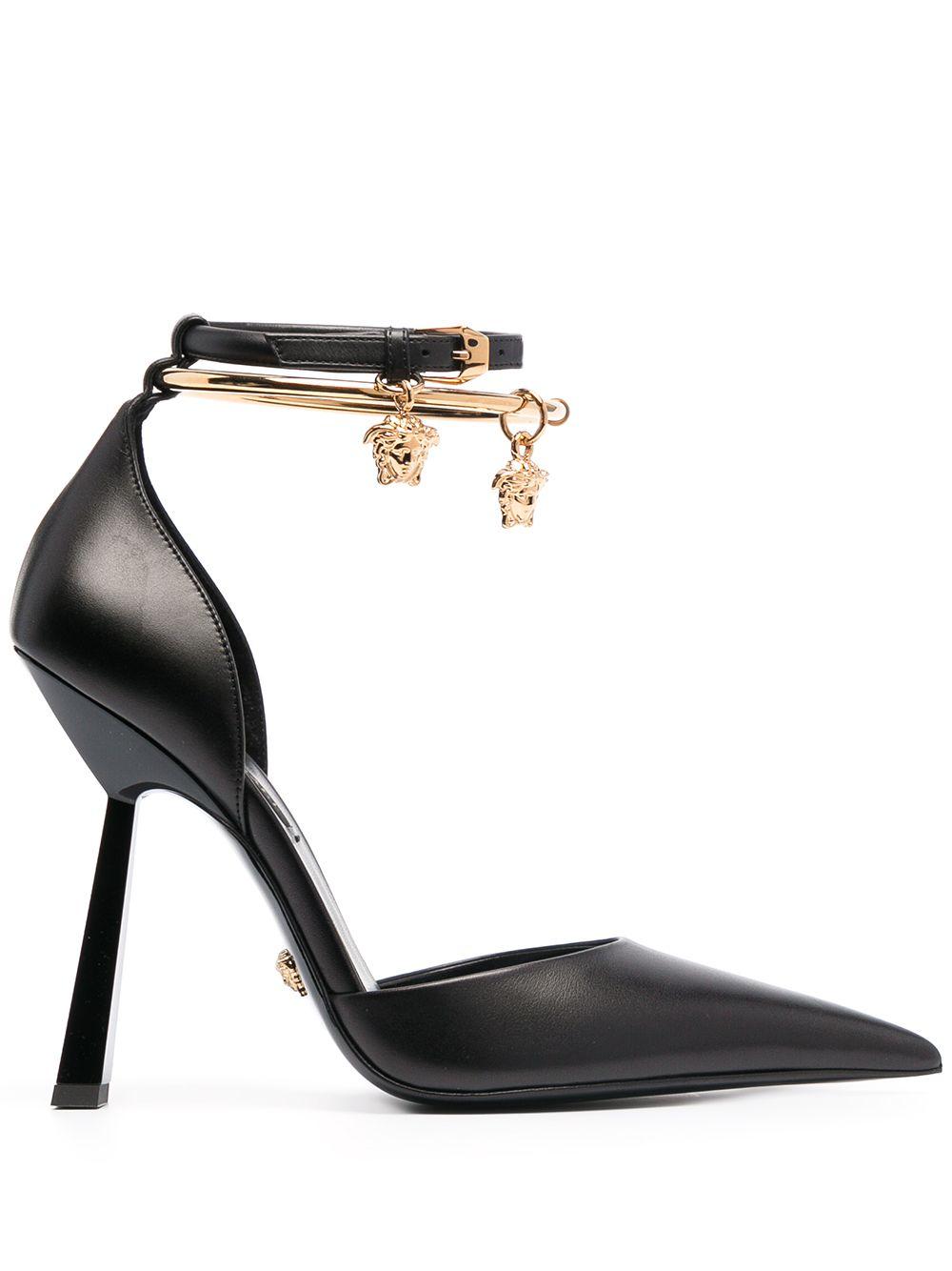 Versace Medusa Charm Pointed Pumps in Black | Lyst
