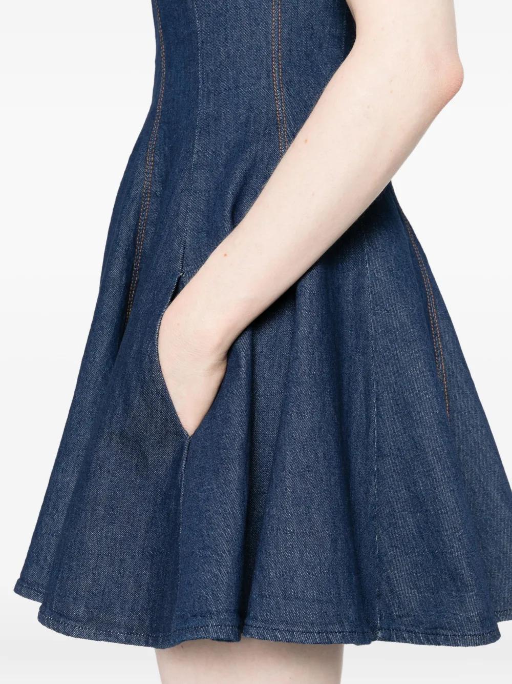 maje cutout denim mini dress MAJE Resa Sleeveless Fitted Denim Mini Dress