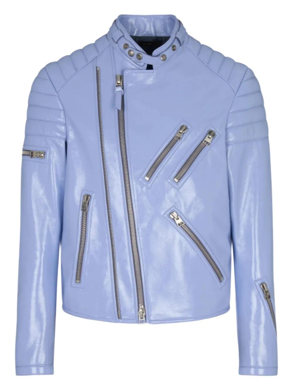 Tom Ford Leather Biker Jacket in Blue for Men Lyst UK