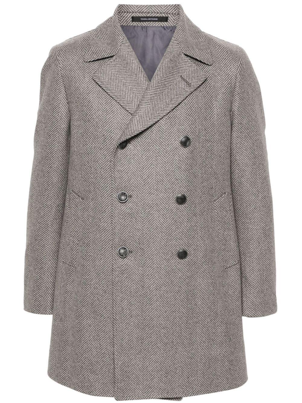 Calvin klein black herringbone topcoat sales
