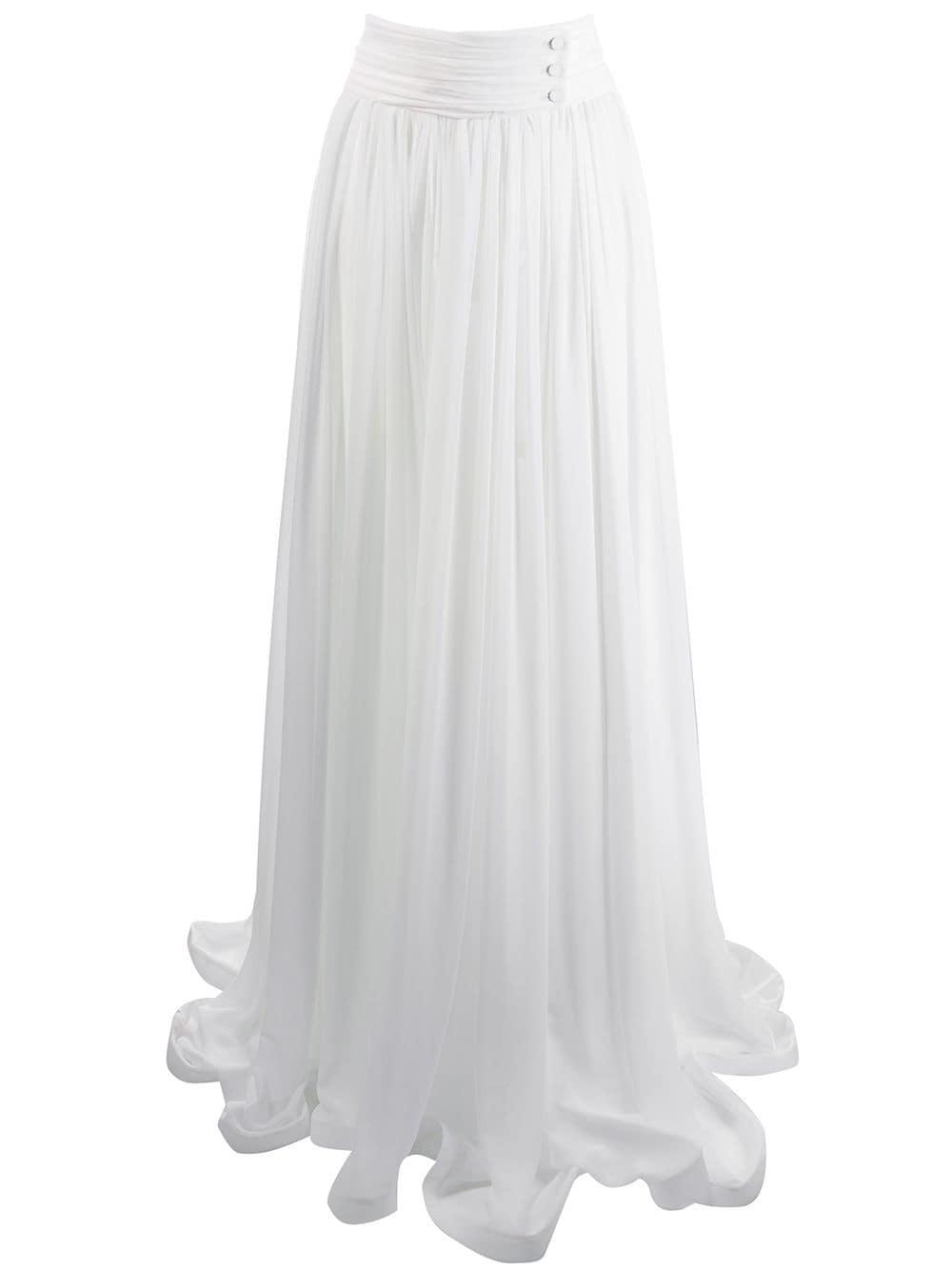 white high waisted maxi skirt