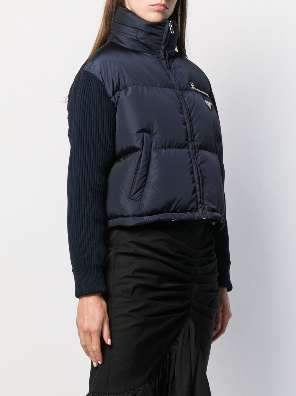prada light polyester cropped puffer jacket