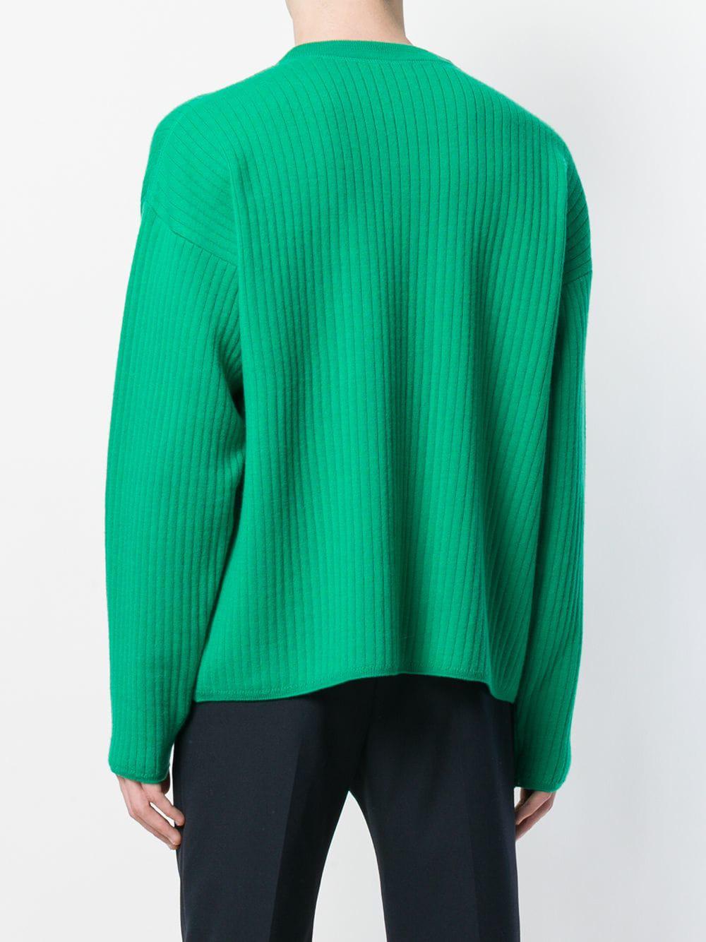 AMI Crew Neck Wool Oversize Sweater in Green for Men - Lyst