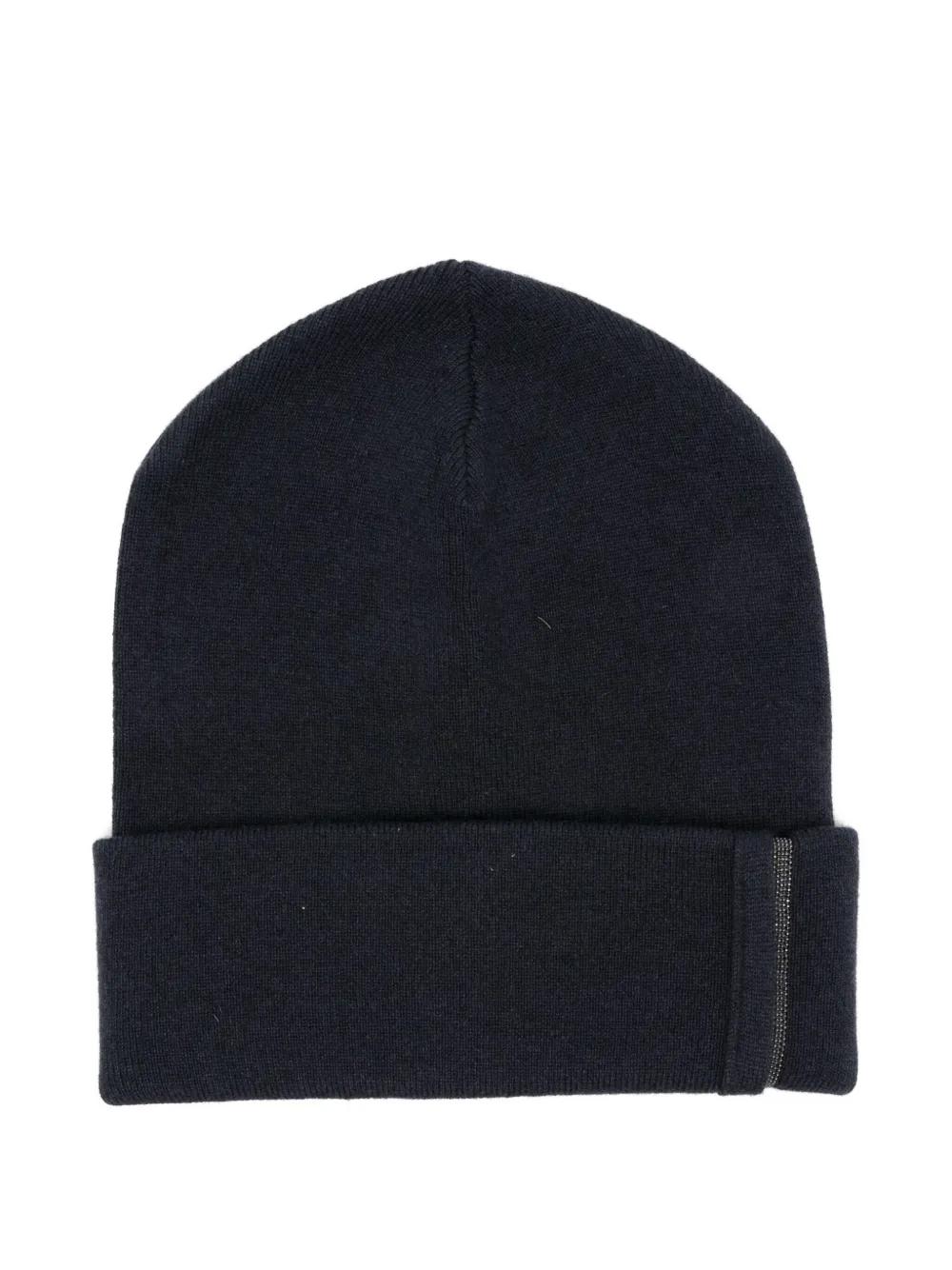 ニットキャップ・ビーニー BRUNELLO CUCINELLI SEQUINNED CASHMERE SILK BEANIE BRUNELLO CUCINELLI Ribbed sequin-embellished cashmere and