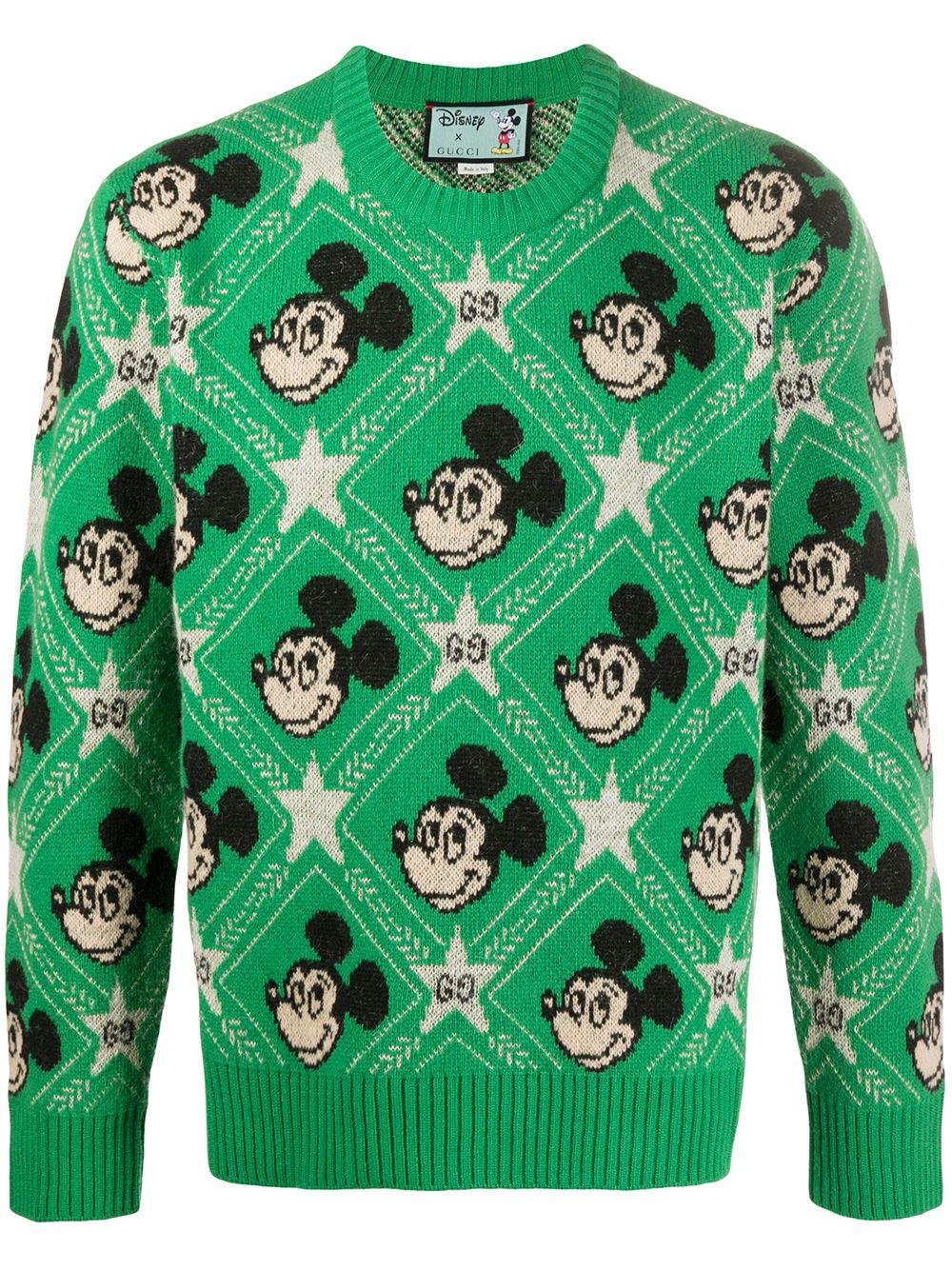Gucci Disney X Mickey Mouse-intarsia Wool-blend Jumper in Green for Men ...