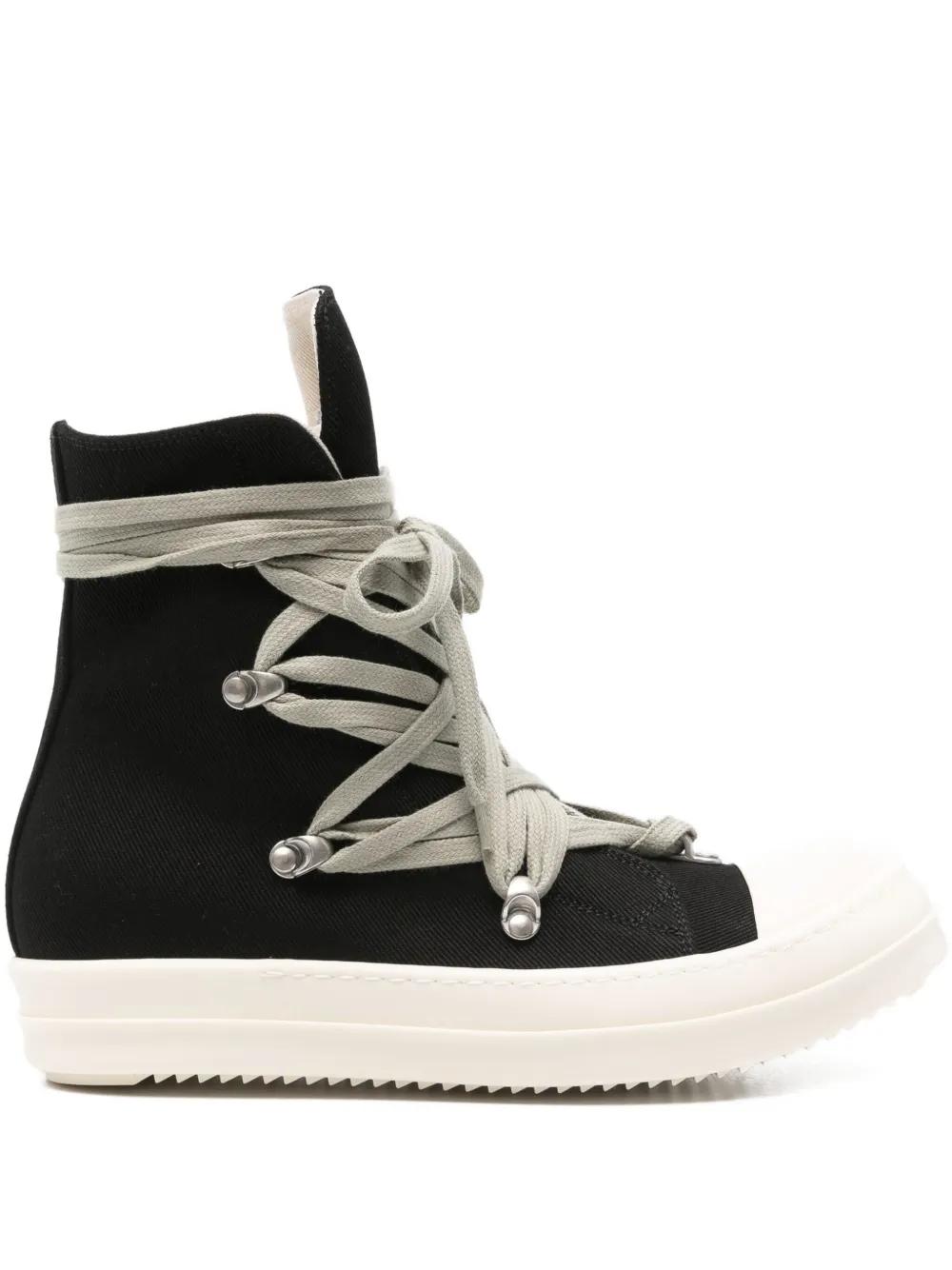 Rick Owens ブラック レースアップ プラットフォーム スニーカー Rick Owens プラットフォーム レザースニーカー | ブラック