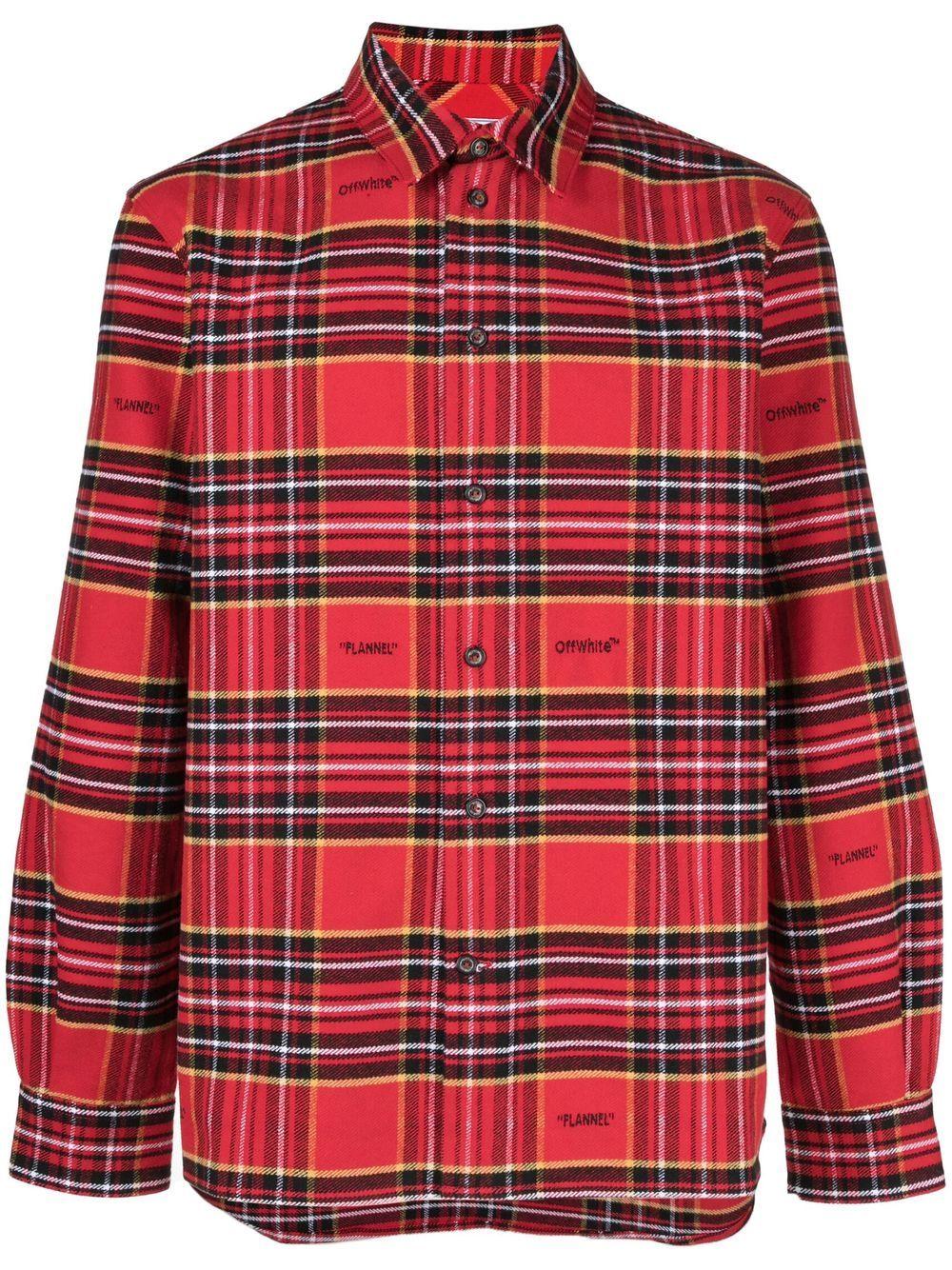 Off-White c/o Virgil Abloh Plaid Flannel Shirt in Red for Men | Lyst