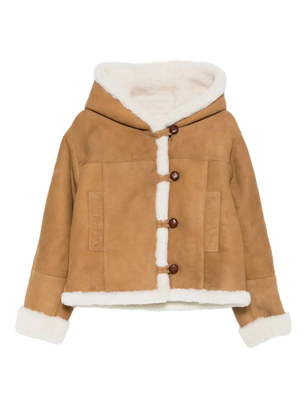 IRO Hooded Buttoned Coat in Natural Lyst UK
