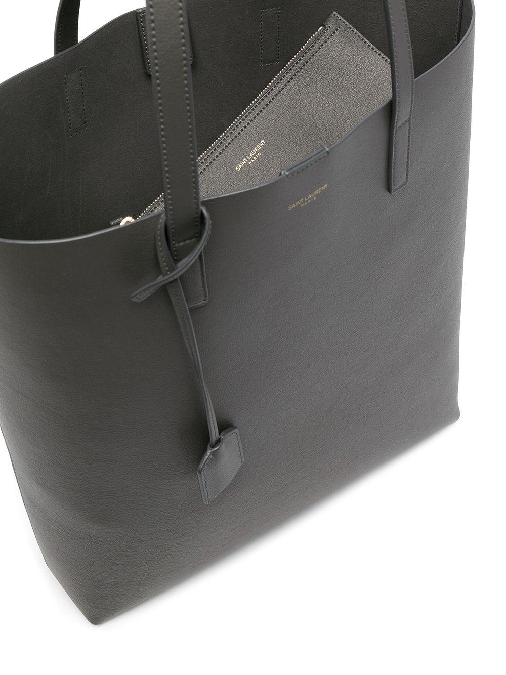 Saint Laurent Logo-stamp Leather Tote Bag in Black | Lyst