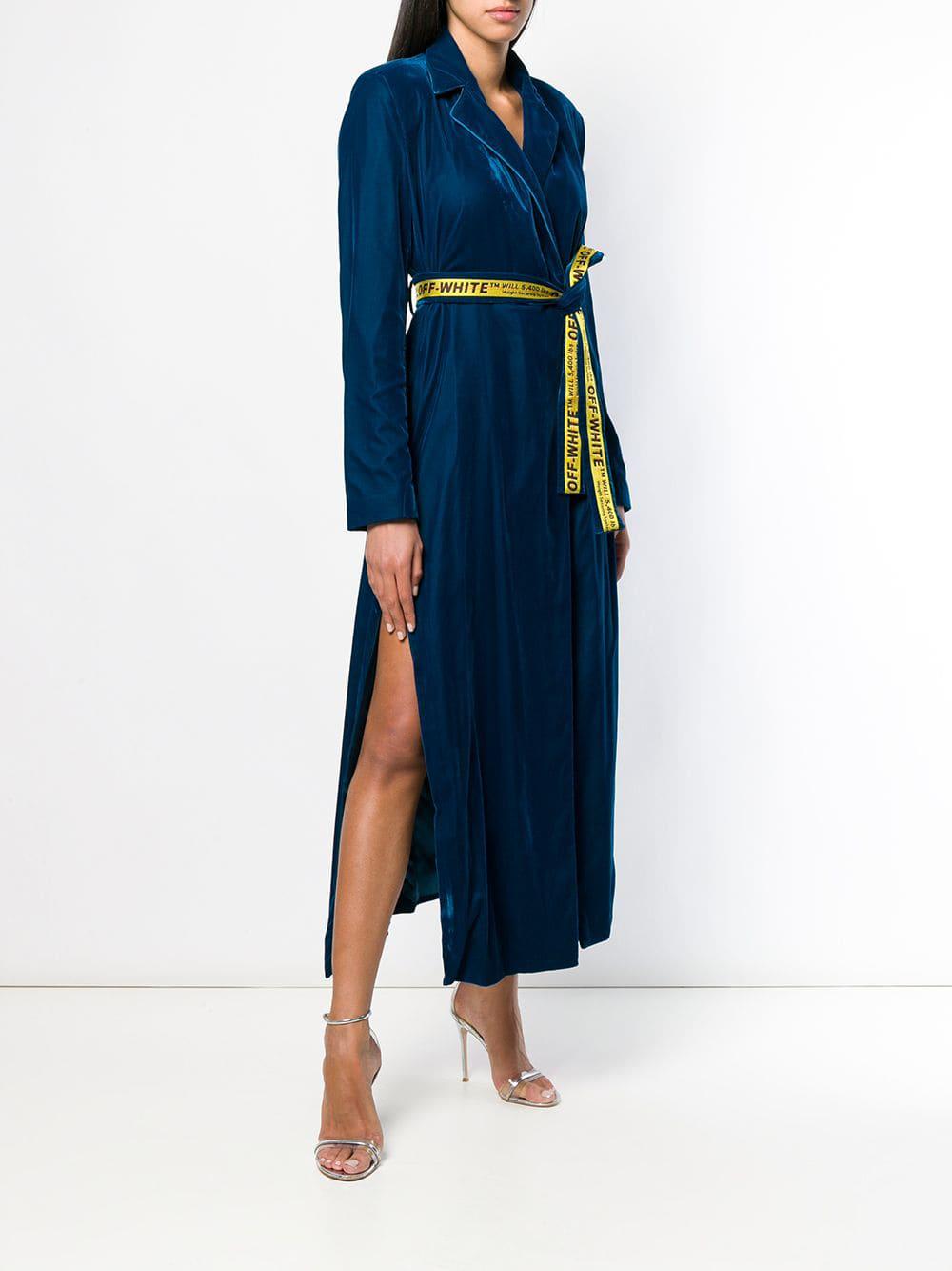 off white blue velvet dress