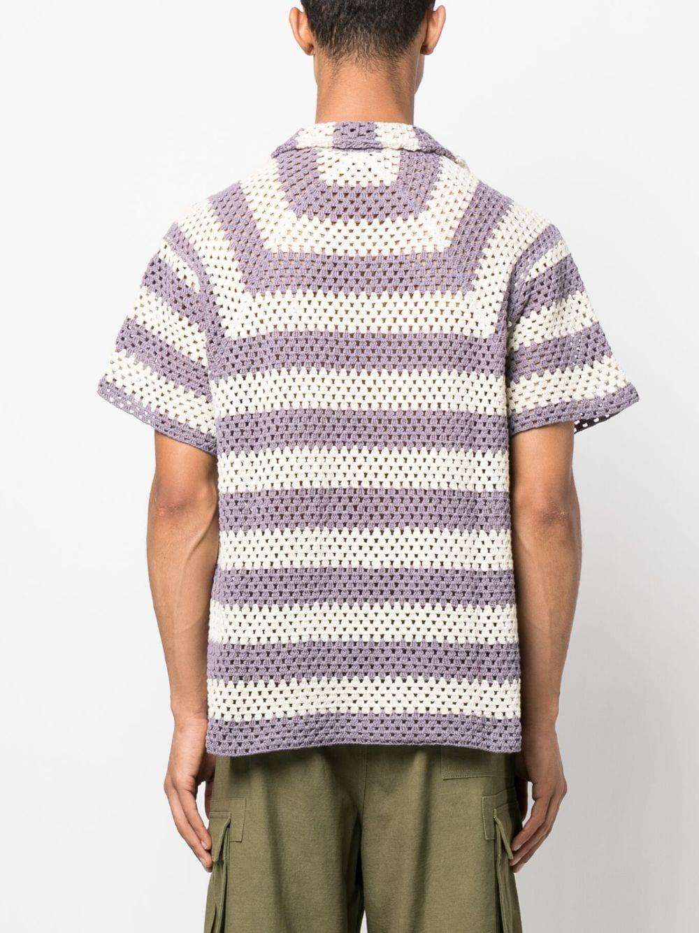 Bode Striped Crochet-knit Shirt in Pink for Men | Lyst