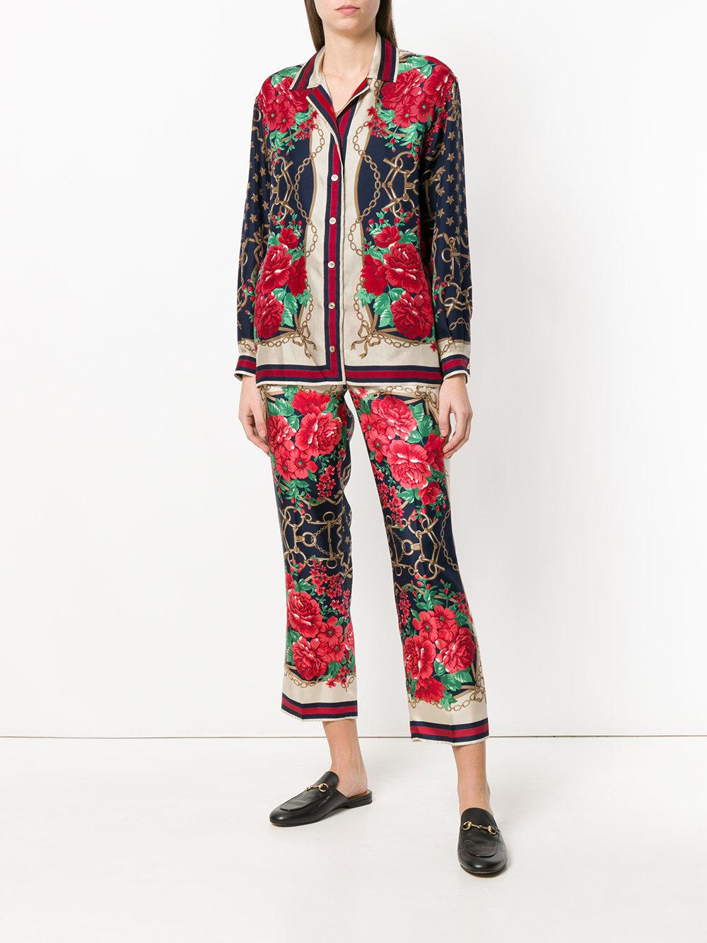 Gucci Silk Floral Chain Print Shirt - Lyst