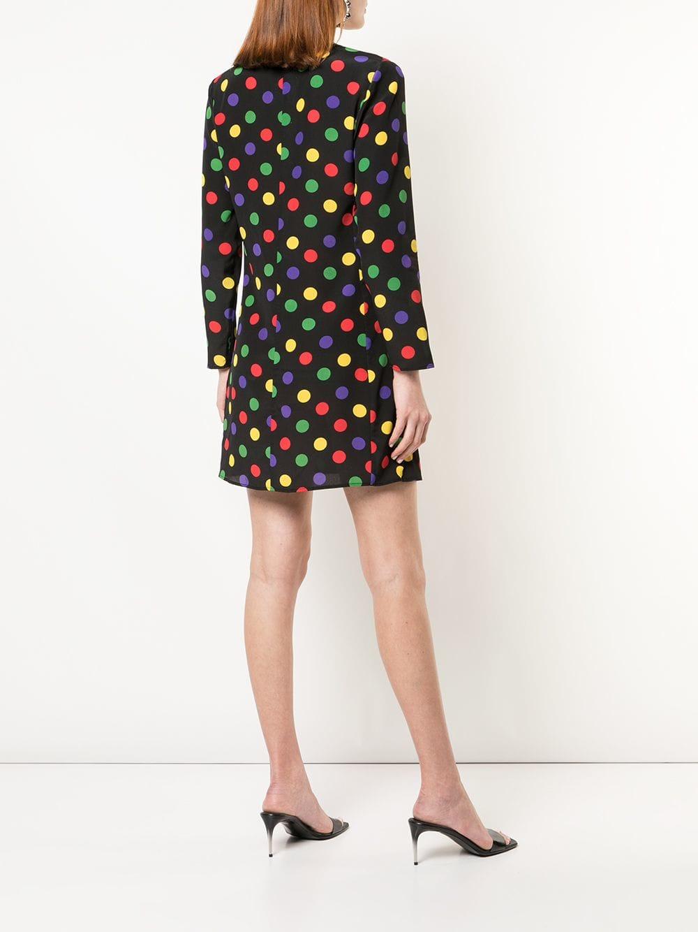 RIXO London Colour-block Polka Dot Silk Dress in Black - Lyst