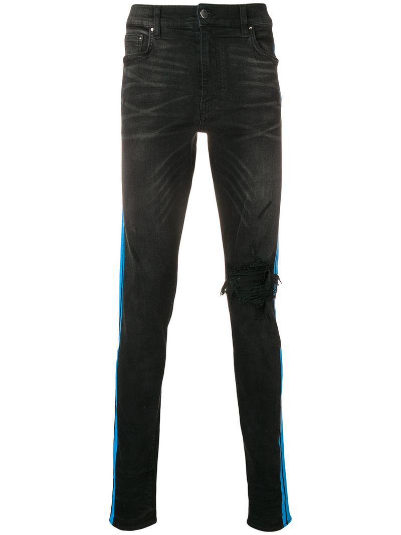 Amiri Blue Stripe Skinny Jeans in Black for Men | Lyst