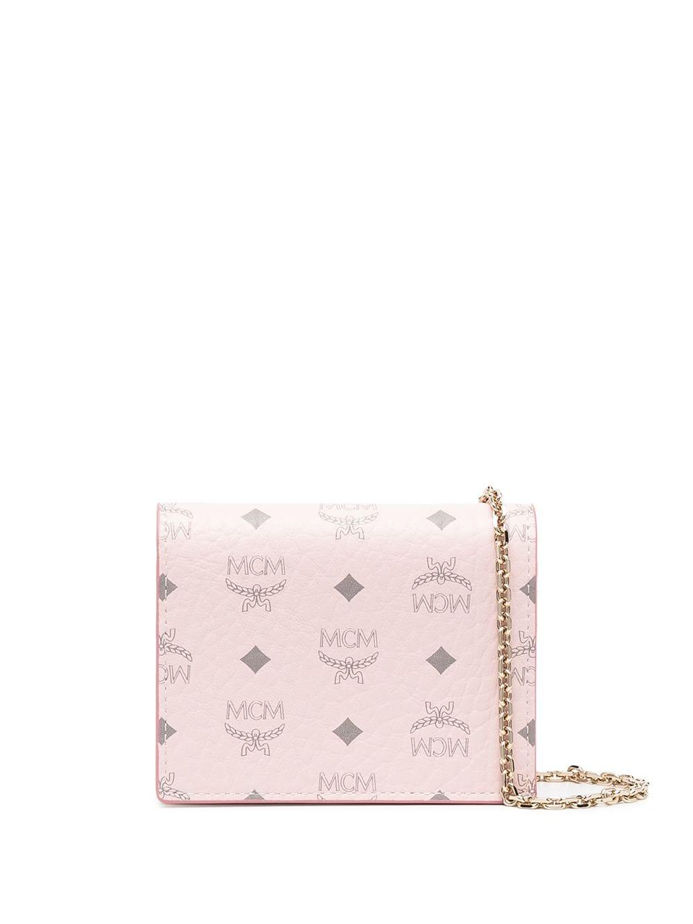 MCM Visetos Chain Strap Wallet in Pink | Lyst
