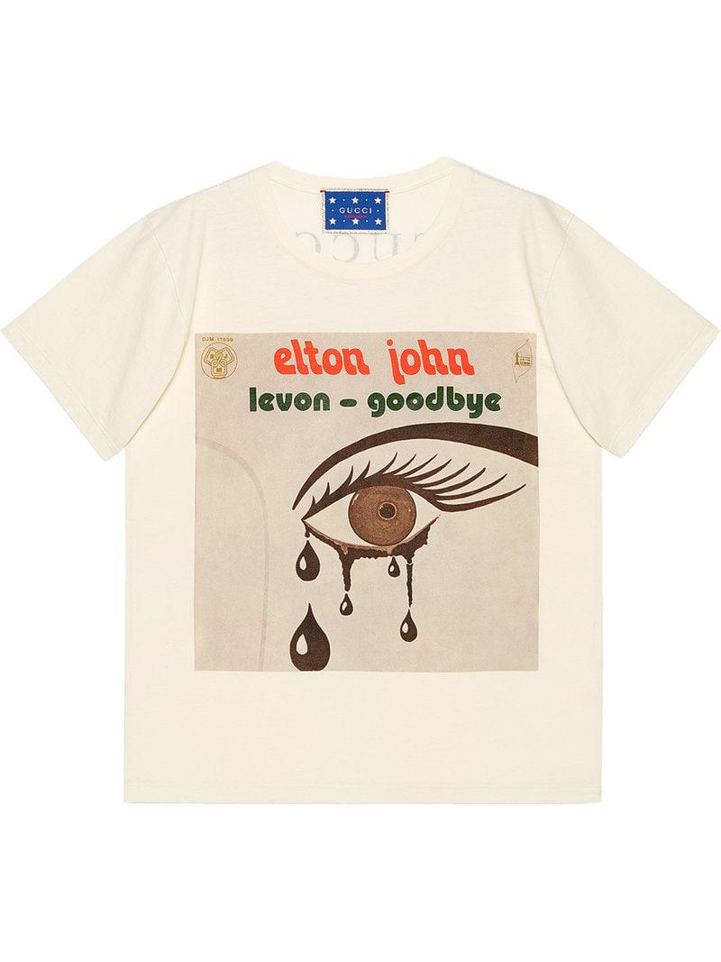Gucci Cotton Elton John T-shirt in Natural - Lyst